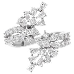 1,84 Karat SI Reinheit HI Farbe Multi Form Diamant Bypass Ring 14k Weißgold