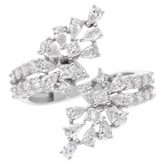 1,84 Quilates SI Claridad HI Color Diamante Multiforma Anillo Bypass Oro Blanco 14k