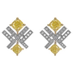 Orecchini con diamanti a cuscino e pavé di 1,84 carati certificati GIA di CS's