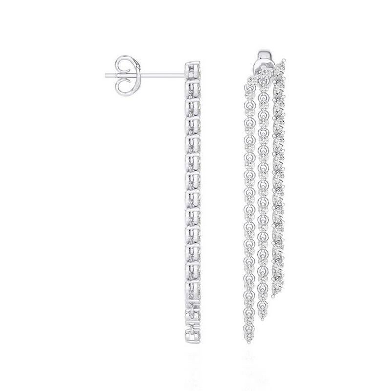 Taglio rotondo Orecchini Collection'S con diamanti 1,84 CTW Sequel Lines in oro bianco 14 carati, pendenti in vendita