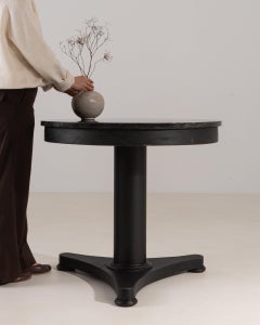 1840-1849 Belgium Deep Ebony Black Round Pedestal Bistro Table