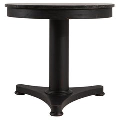 1840-1849 Belgium Deep Ebony Black Round Pedestal Bistro Table