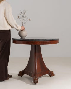 1840-1849 France Rich Mahogany Marble-Top Pedestal Table