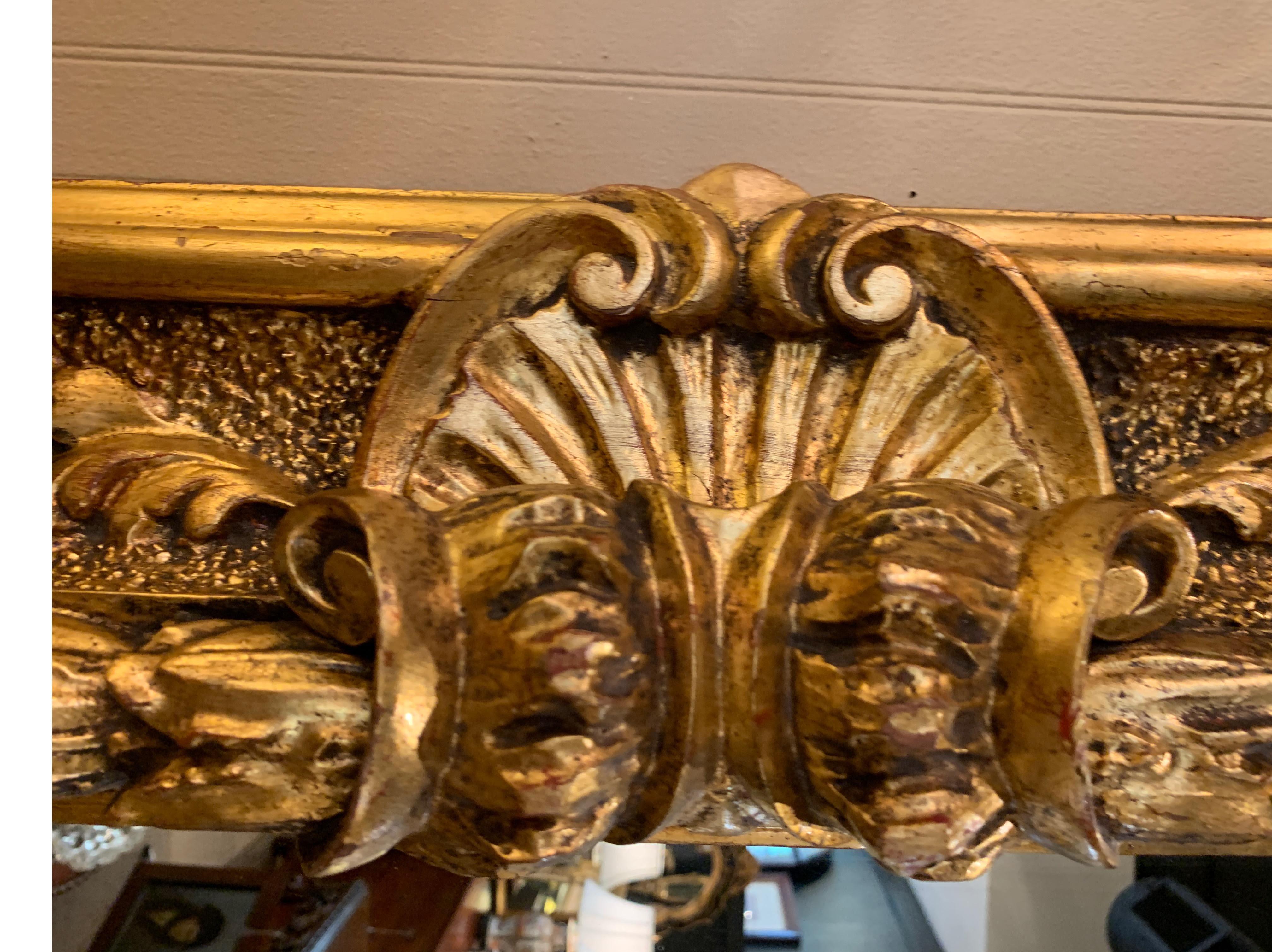 1840-1850 Monumental Antique Ornate Hand Carved Gold Gilt and Gesso Mirror 2