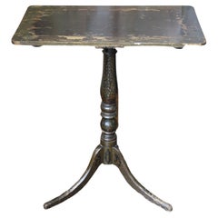 1840 19th Century Black Lacquered Chinoiserie Tripod Wine Side Table