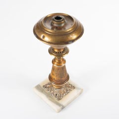 1840 American Brass Astral Lamp on Marble Base