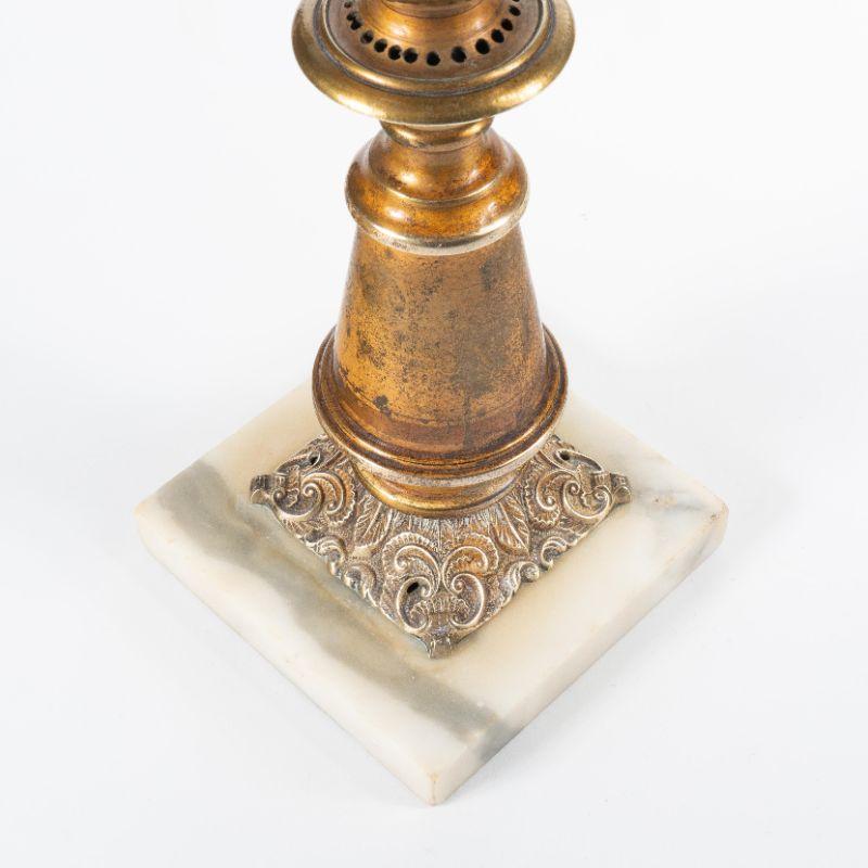 1840 American Brass Astral Lamp on Marble Base In Good Condition For Sale In Kenilworth, IL