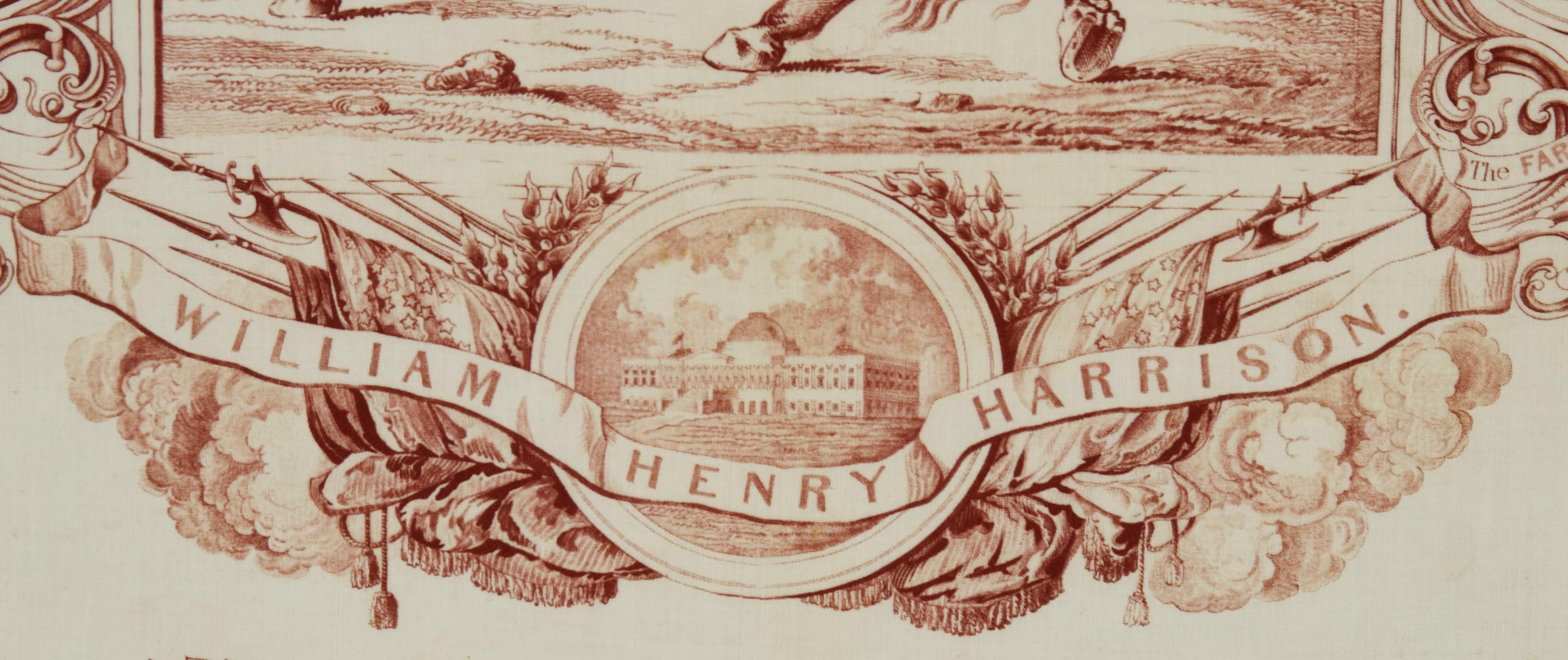Mouchoir de campagne de 1840 de William Henry Harrison à cheval à cheval Bon état - En vente à York County, PA