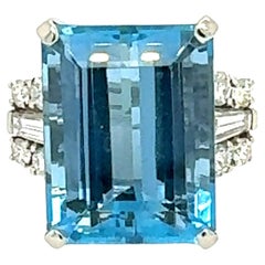18.40 carat Aquamarine and Diamond Ring