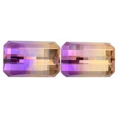 18.40 Carat Natural Loose Ametrine Pair Pixelated Cut Gemstone