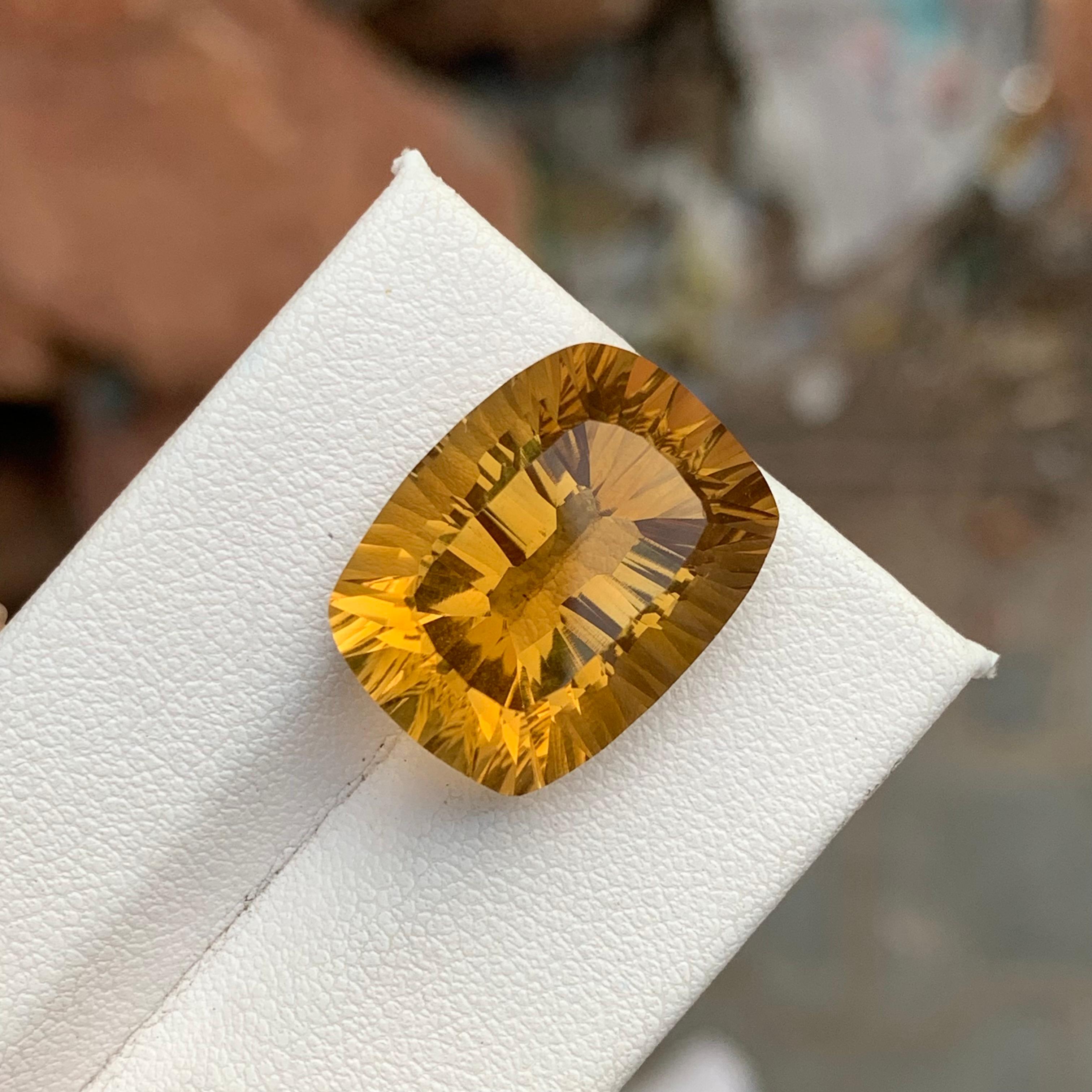 Arts and Crafts 18.40 Carat Natural Loose Citrine Laser Cut Gem For Necklace Jewellery  For Sale