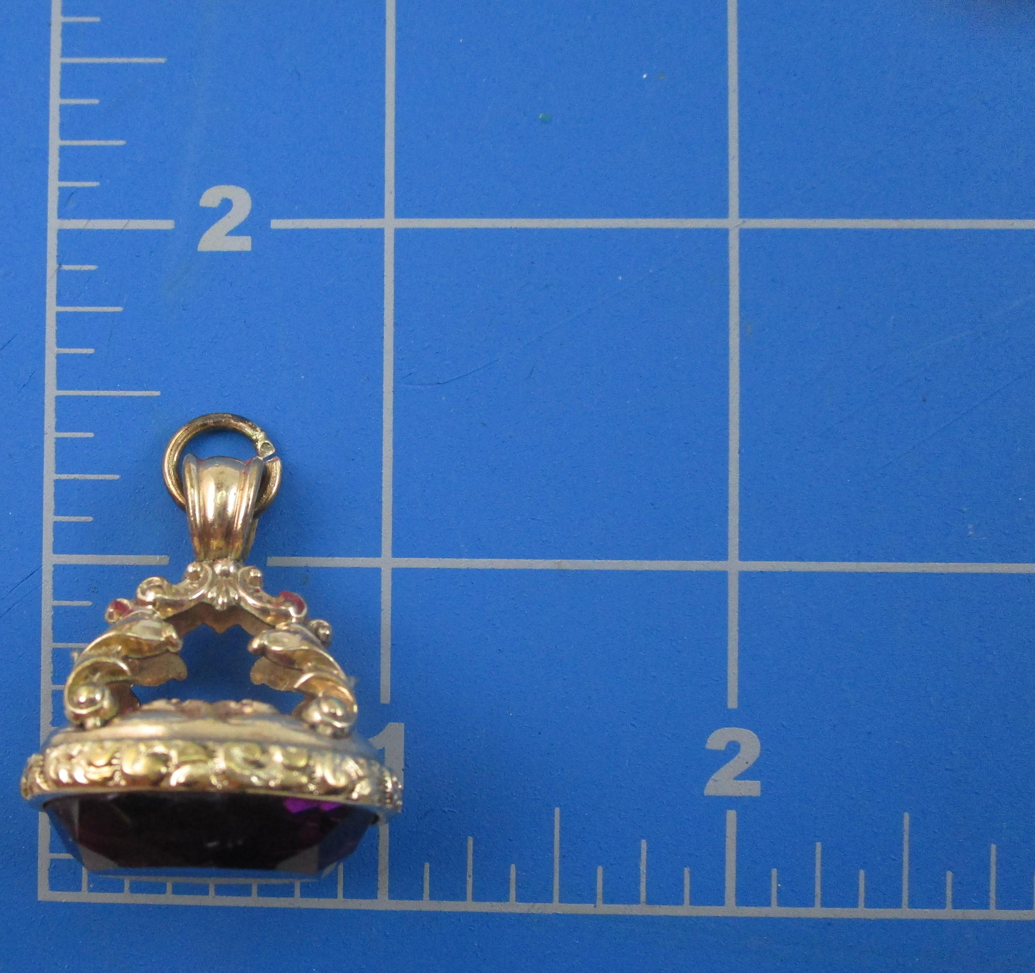 1840 Georgian Gold Amethyst Fob Charm Pendant 5