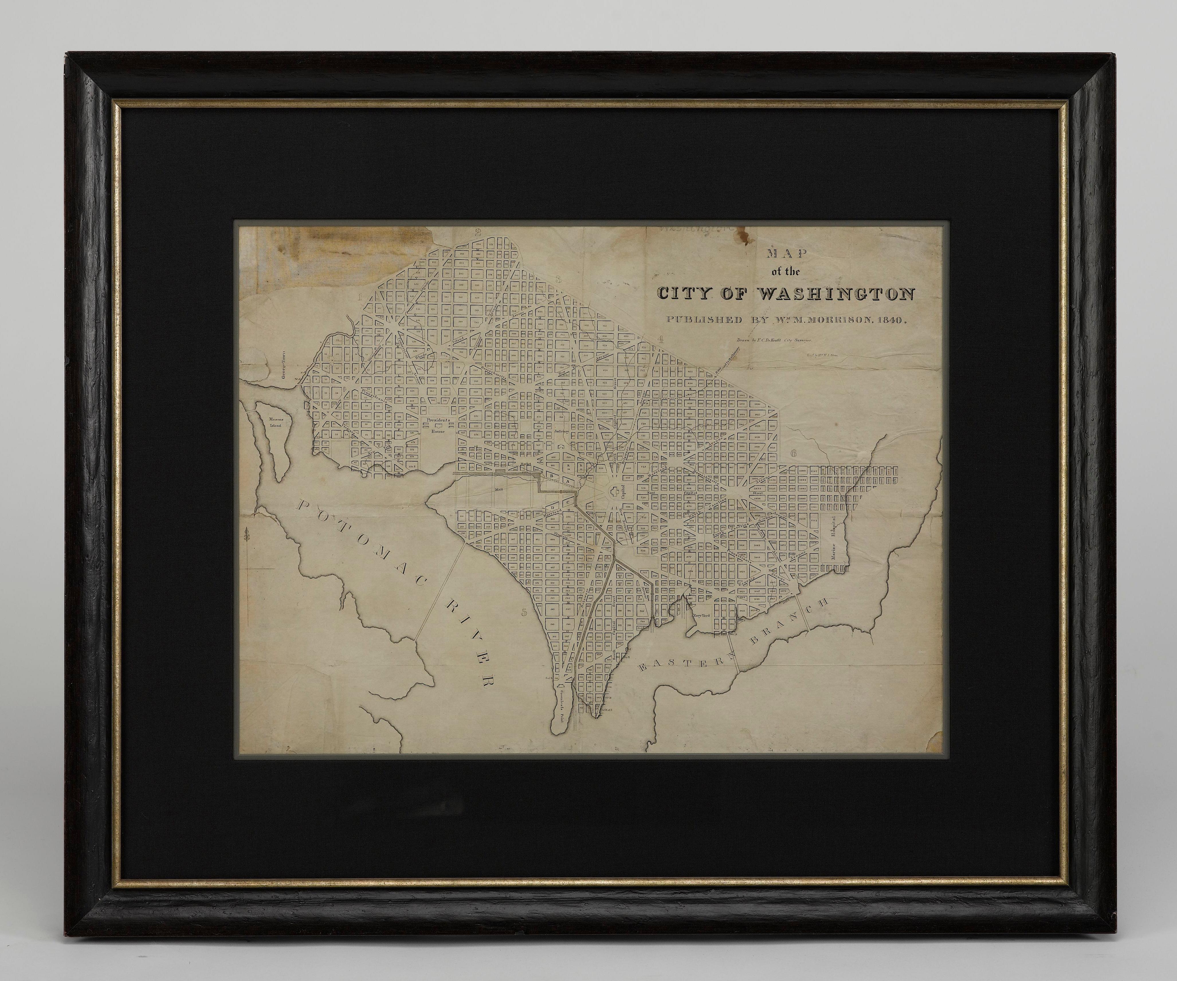 Mid-19th Century 1840 Map of the City of Washington Published by William M. Morrison For Sale