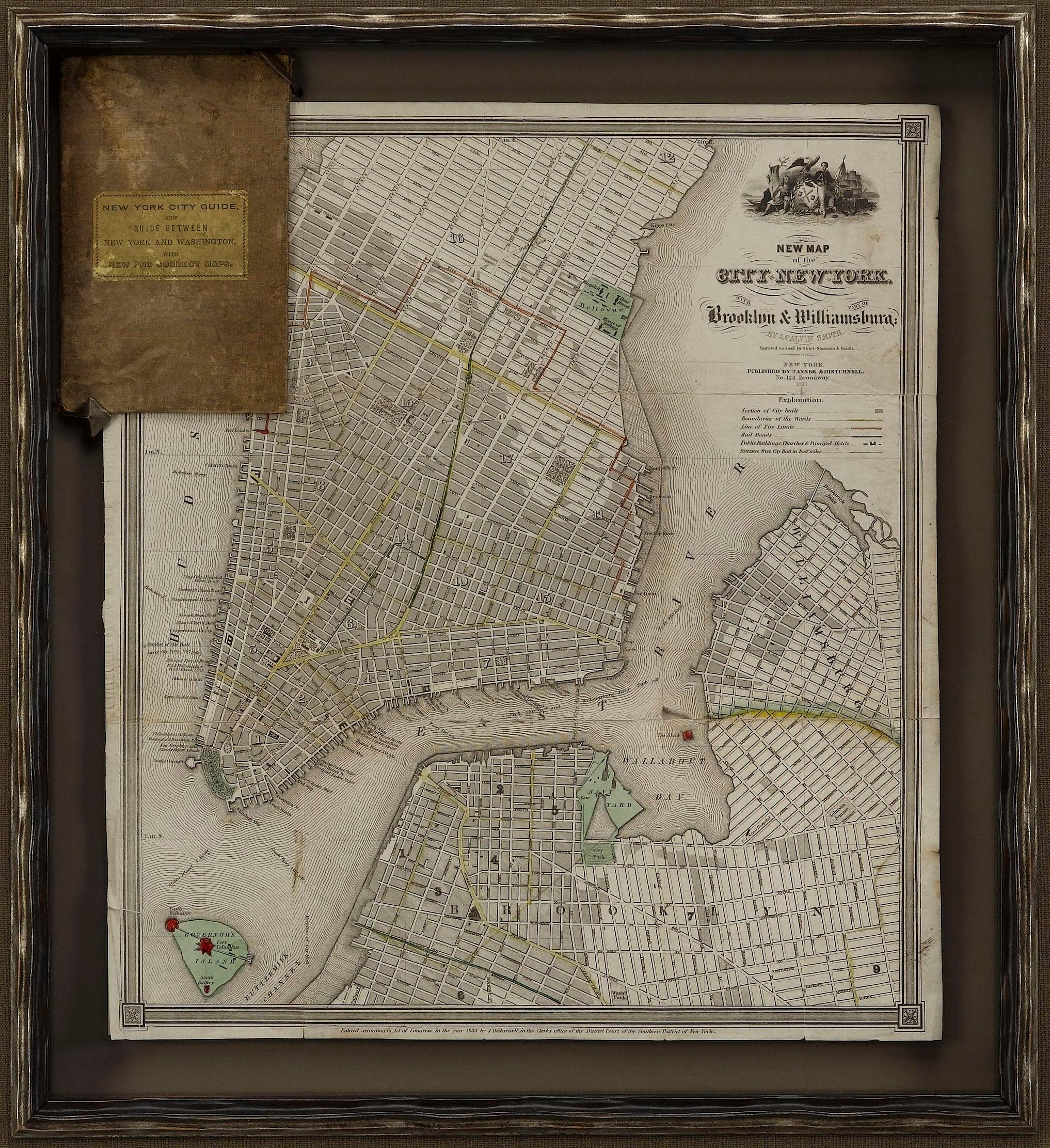 1840 „Neue Karte der Stadt New York mit Teil von Brooklyn & Williamsburg“  (amerikanisch) im Angebot
