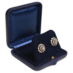 1840 Old Mine Diamond (Approx. 3-Carats) Cluster Stud Earrings, 18k Yellow Gold