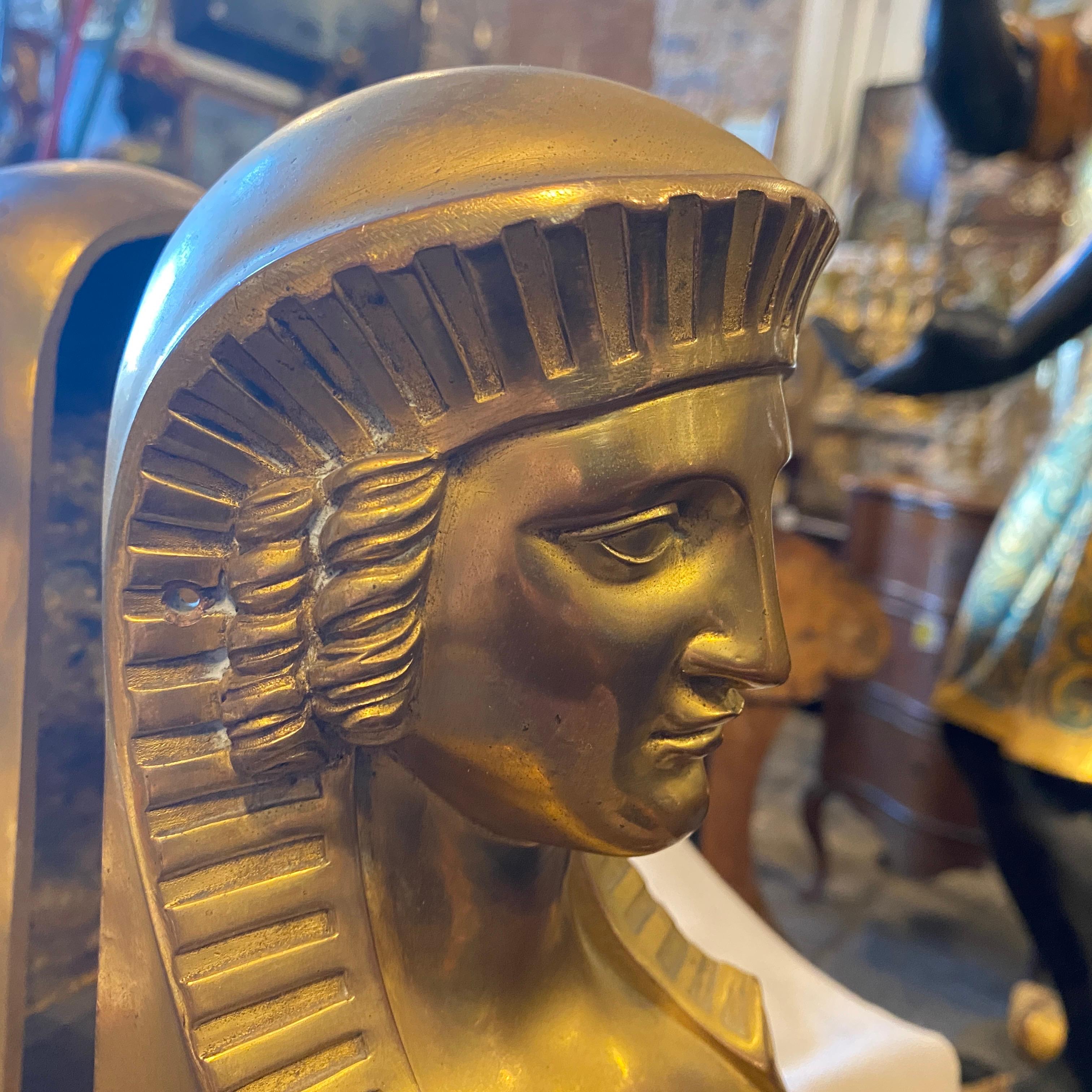1840 Retour d'Egypt Set of two Antique Gilded Bronze Italian Sphinxes 7