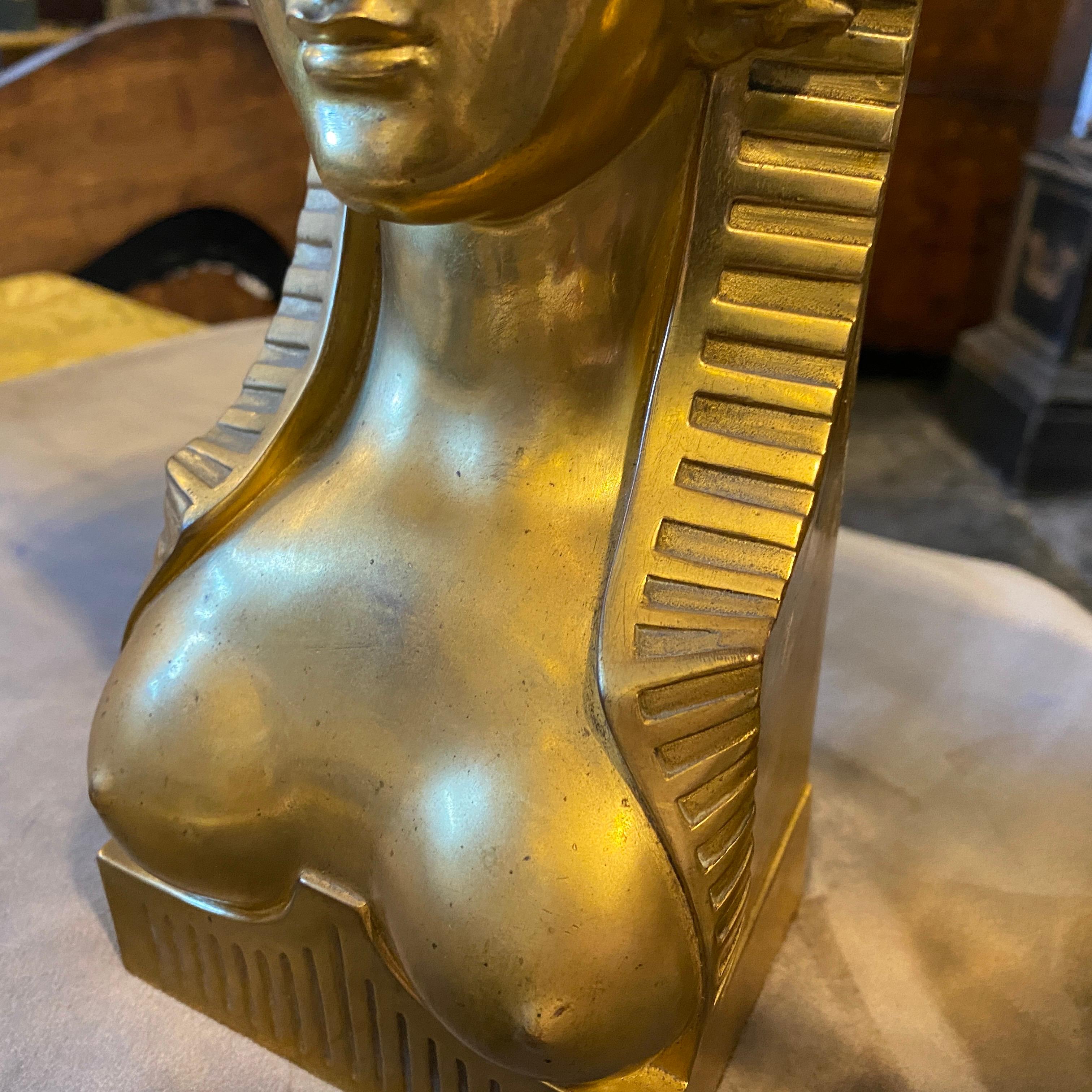 1840 Retour d'Egypt Set of two Antique Gilded Bronze Italian Sphinxes 2