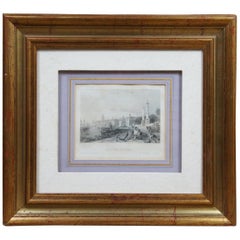 1840 Thomas Allom Grabado en acero "Muelle de Luis XVIII" Burdeos, Francia