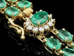 18.40ct Natural Emerald and Diamond 18K Solid Yellow Gold Bracelet