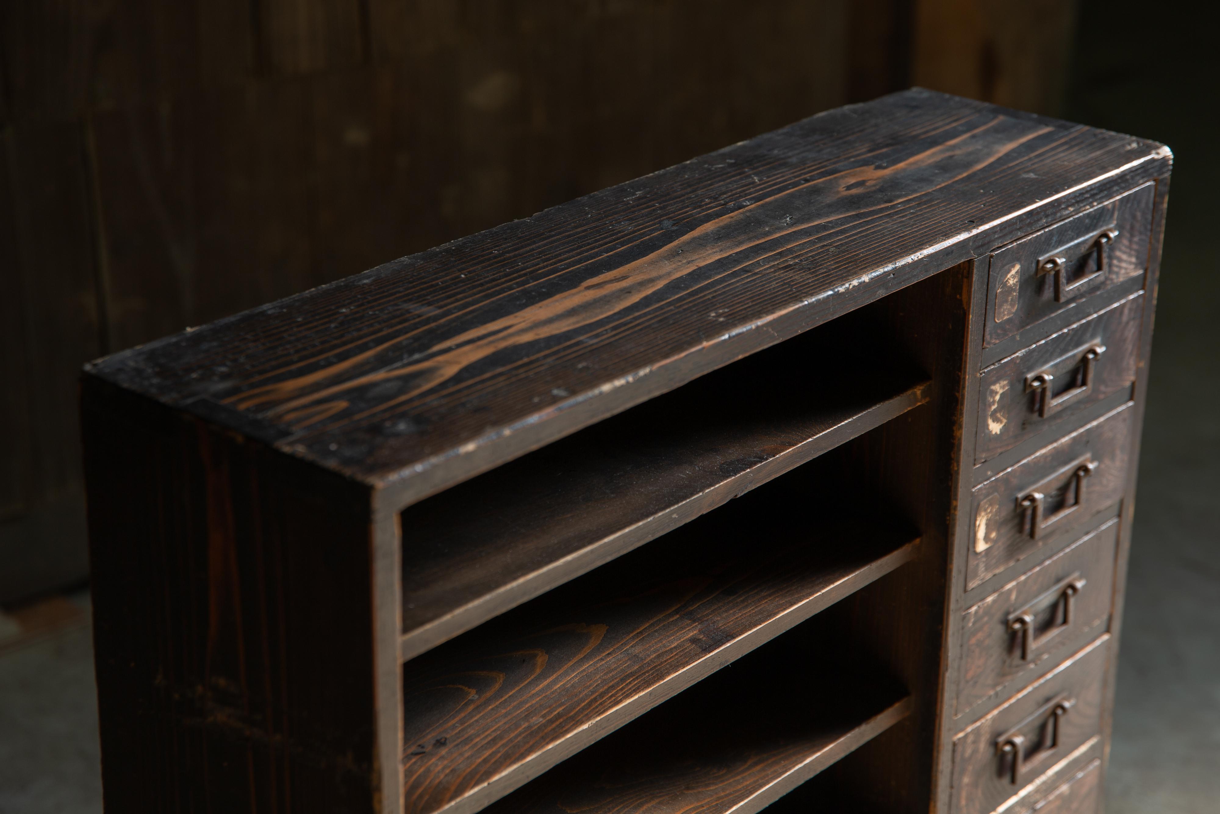 1840s-1860s Edo Japanese antique wabi sabi desk organizer Tansu chest of drawers For Sale 4