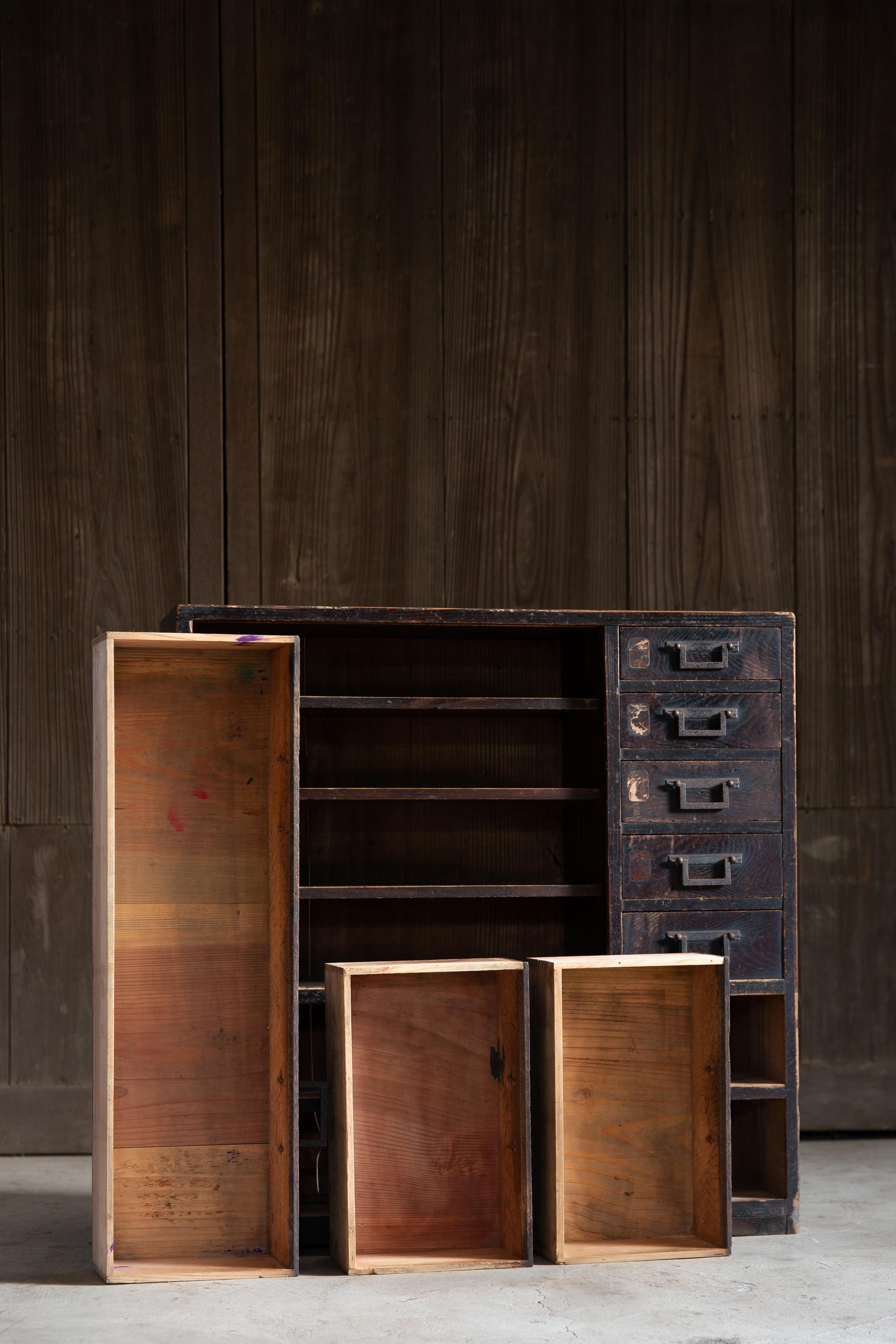 1840s-1860s Edo Japanese antique wabi sabi desk organizer Tansu chest of drawers For Sale 6