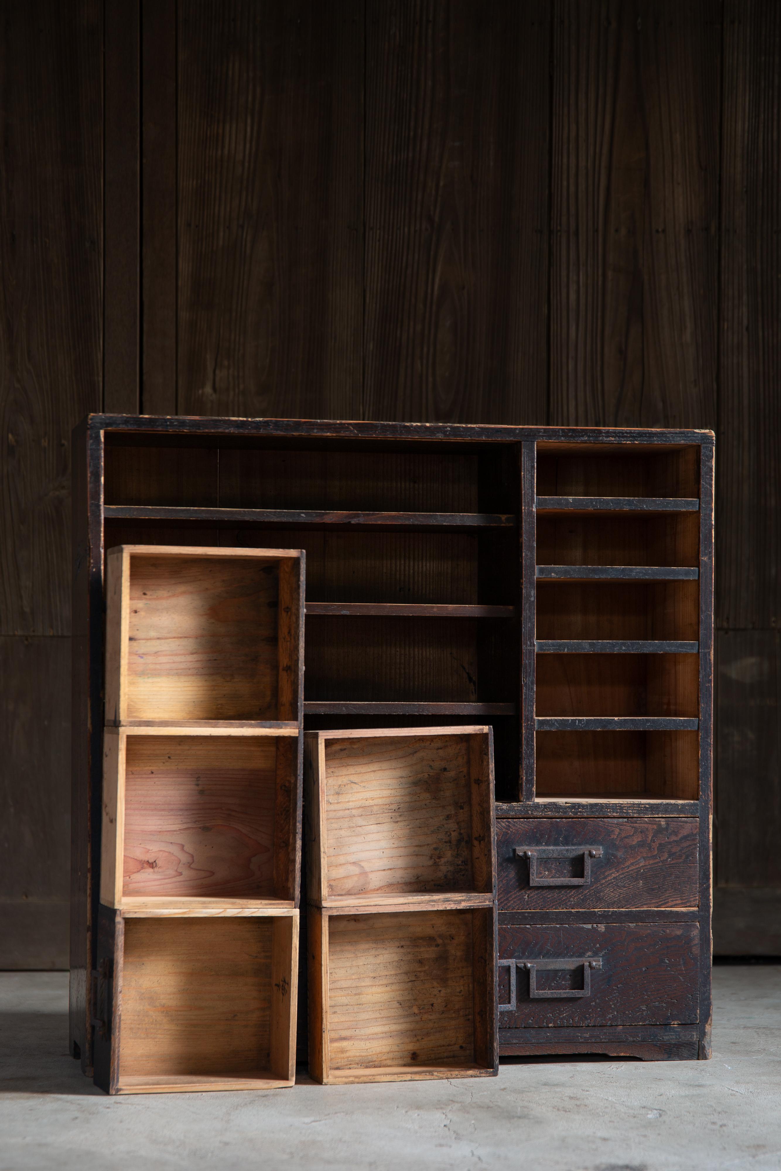 1840s-1860s Edo Japanese antique wabi sabi desk organizer Tansu chest of drawers For Sale 7