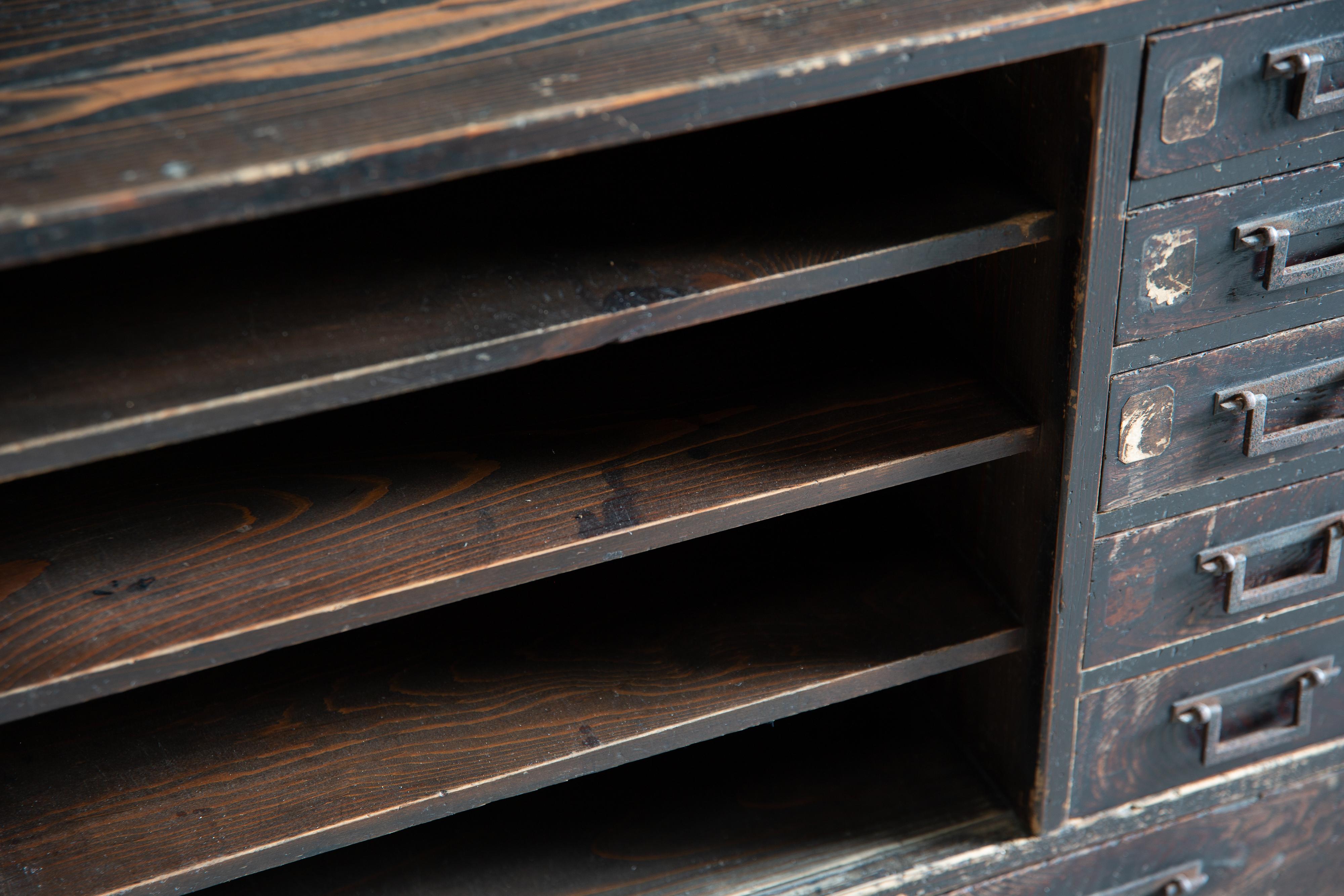 1840s-1860s Edo Japanese antique wabi sabi desk organizer Tansu chest of drawers For Sale 8