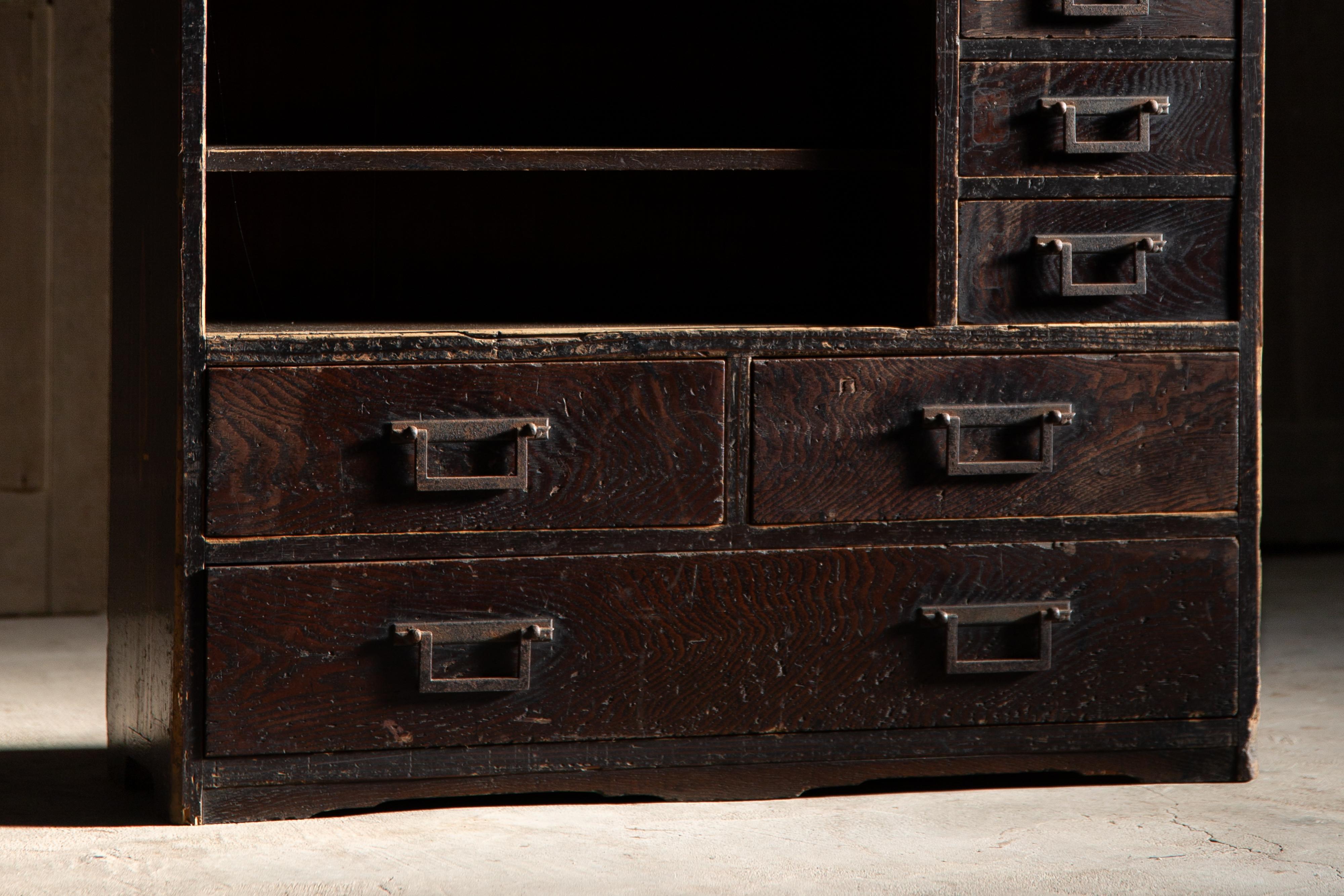 1840s-1860s Edo Japanese antique wabi sabi desk organizer Tansu chest of drawers For Sale 11