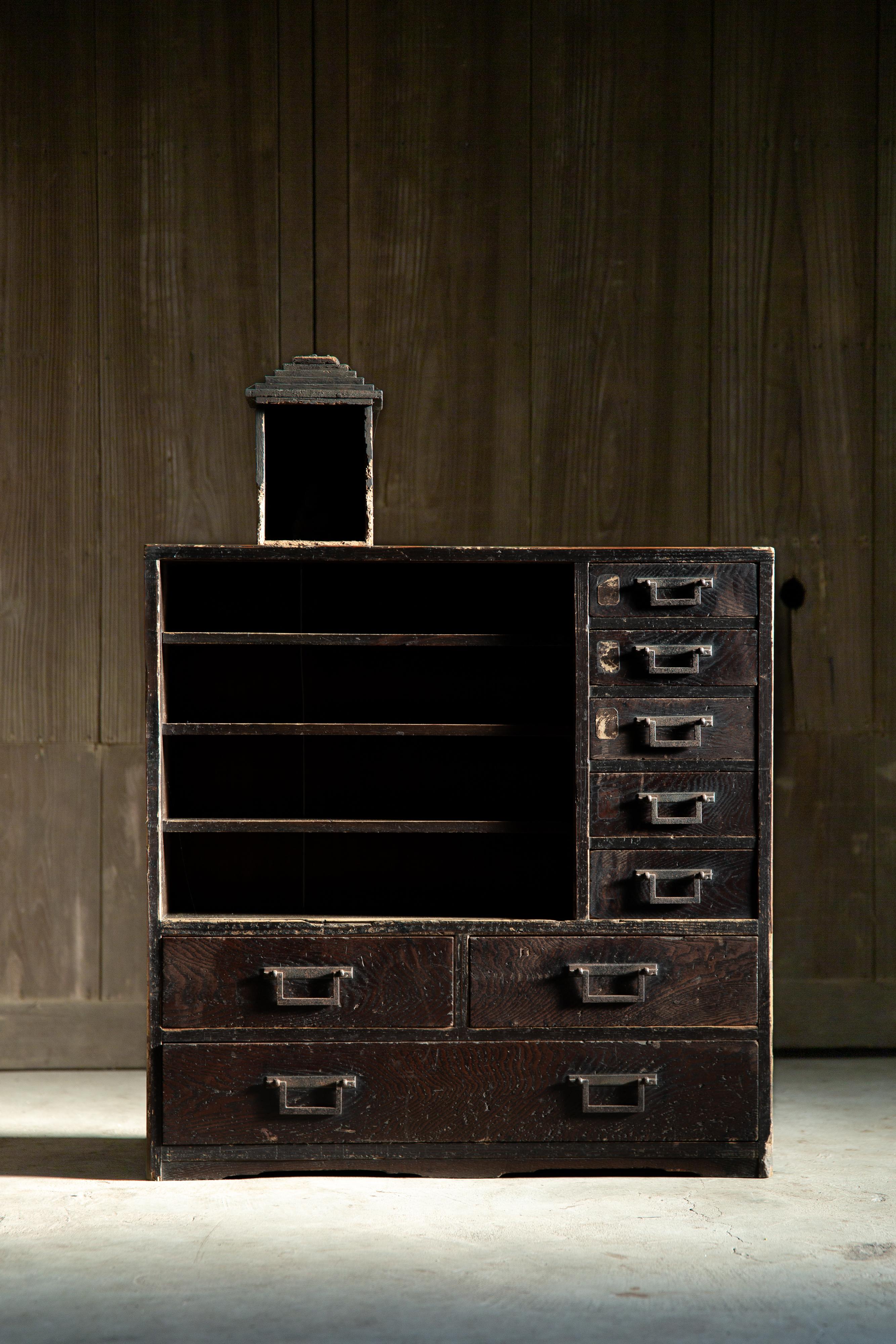 19th Century 1840s-1860s Edo Japanese antique wabi sabi desk organizer Tansu chest of drawers For Sale