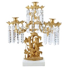 Chandelier Girandole en laiton doré américain des années 1840