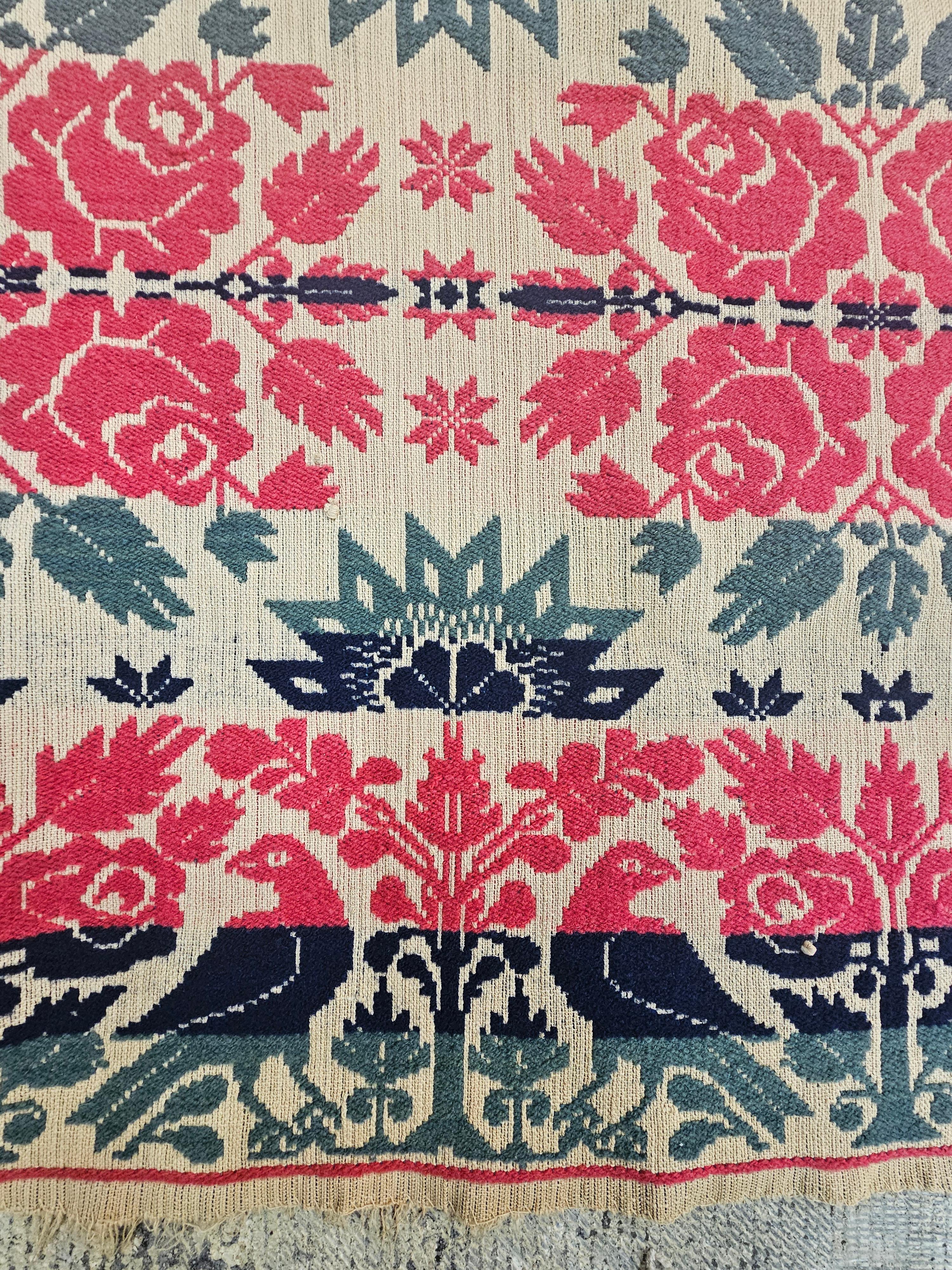 Americano Copriletto Jacquard americano del 1840 firmato Mary S. Snider da John K. Striebig in vendita