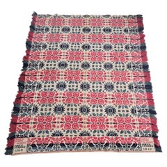 1840s American Jacquard Coverlet Signed Mary S. Snider by John K. Striebig