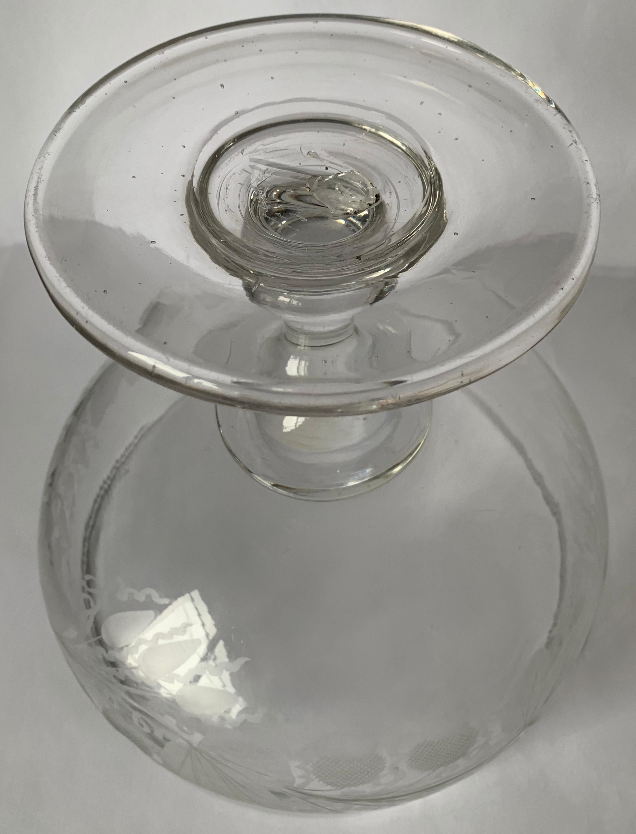 1840s Antique Compote américaine gravée en plomb soufflé en verre à pied 4