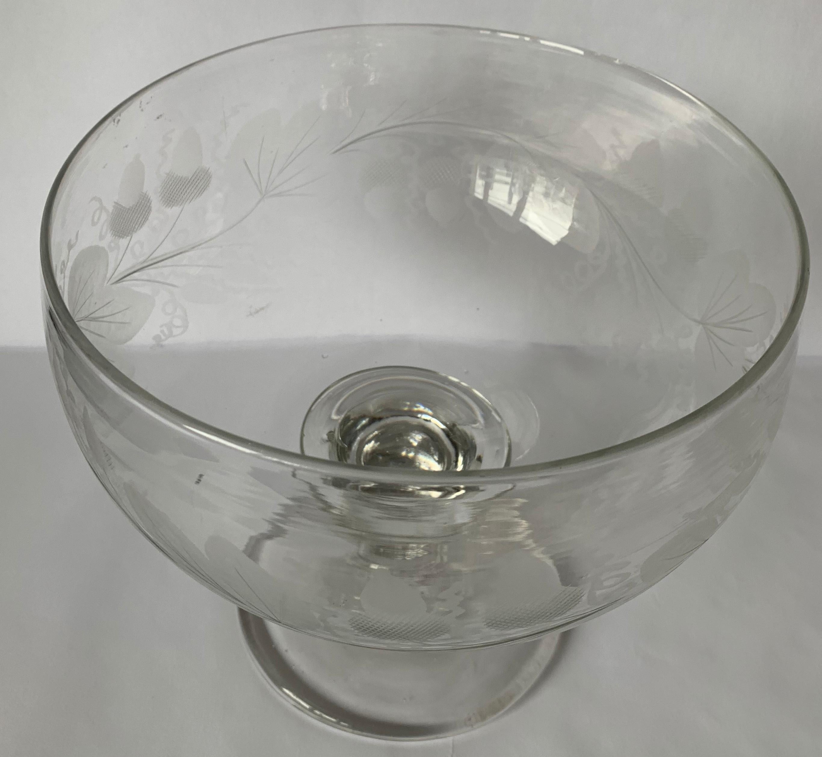 clear glass footed bowl