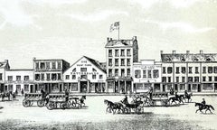 1840s Antique Engraving of Broadway in New York at Howard and Grand Streets
