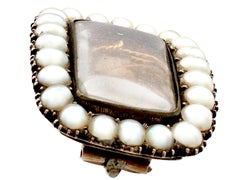 Victorian 9k Yellow Gold Seed Pearl Memorial Brooch, Circa 1840