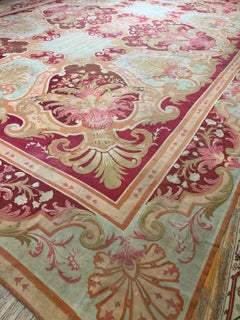 1840s Antique Red Field Medallion Flatweave Wool French Aubusson Gallery Rug