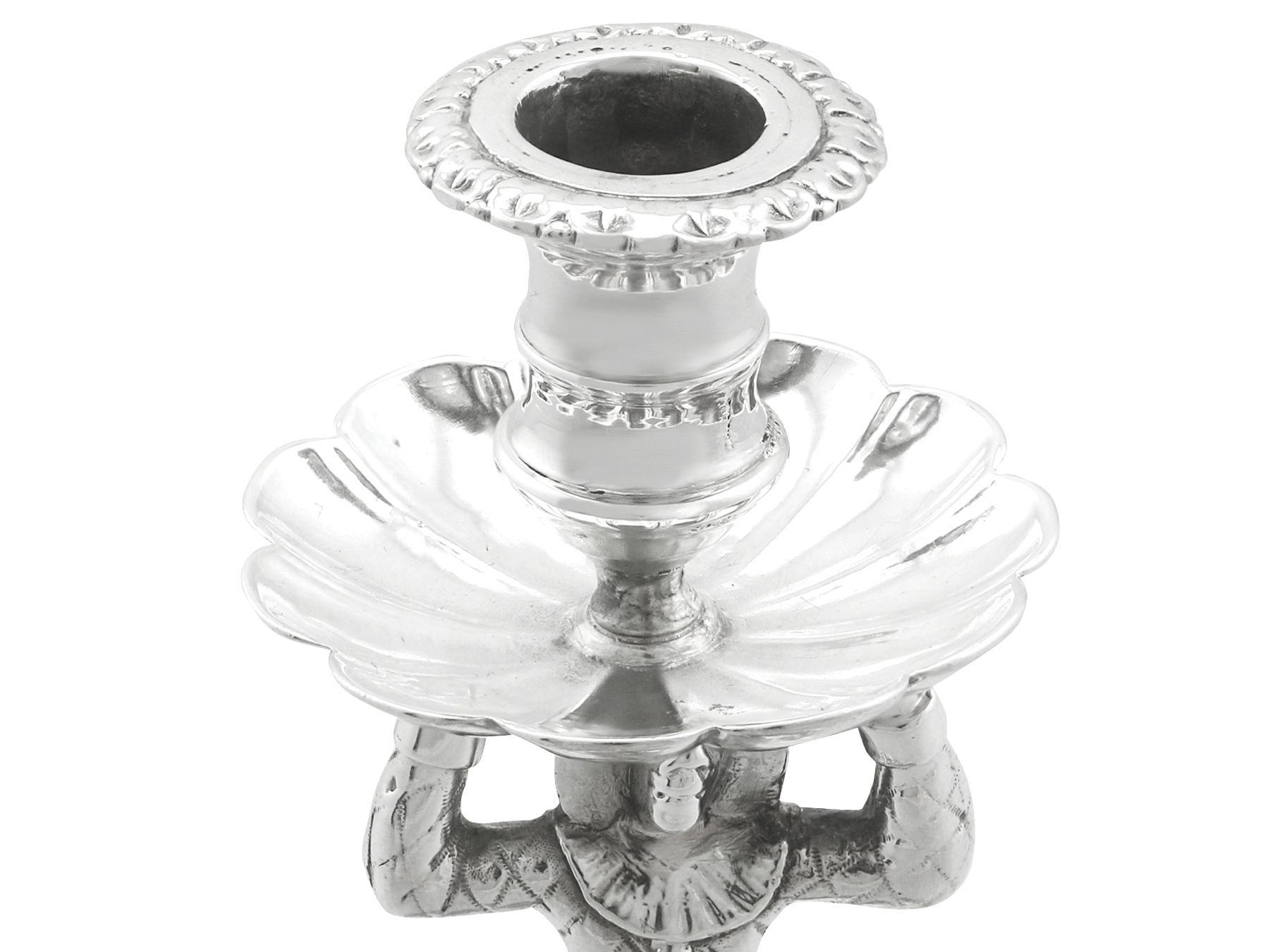English 1840s Antique Sterling Silver Harlequin Taperstick For Sale