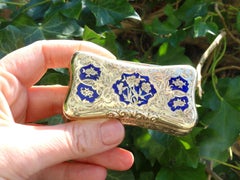 1840s Antique Swiss Yellow Gold and Enamel Snuff Box