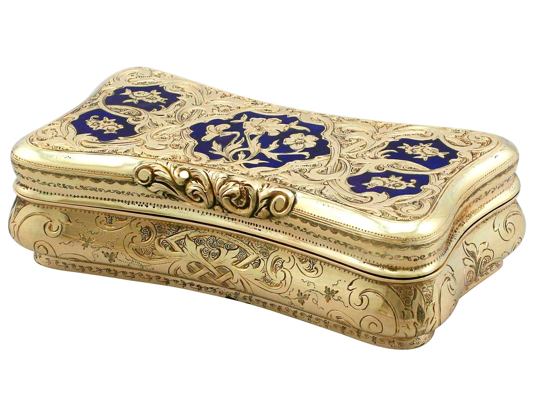 1840s Antique Swiss Yellow Gold and Enamel Snuff Box 1