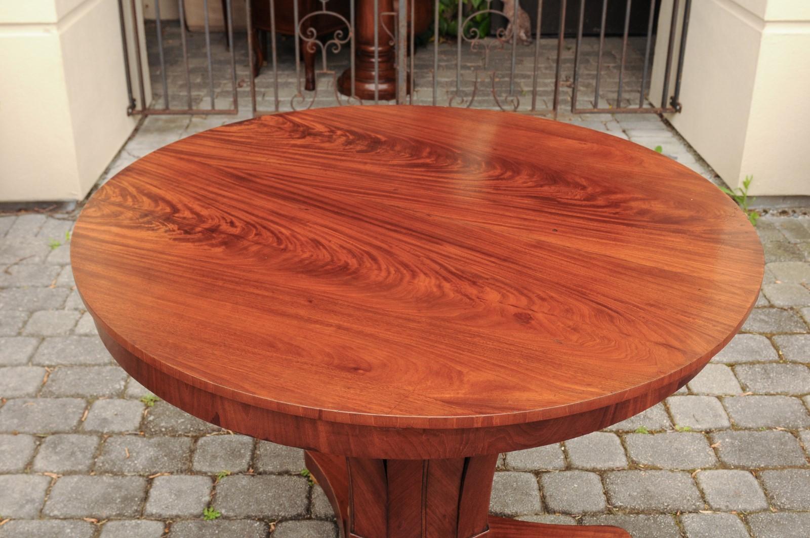 Wood 1840s Austrian Biedermeier Walnut Table with Foliage Base and Gilt Spheres