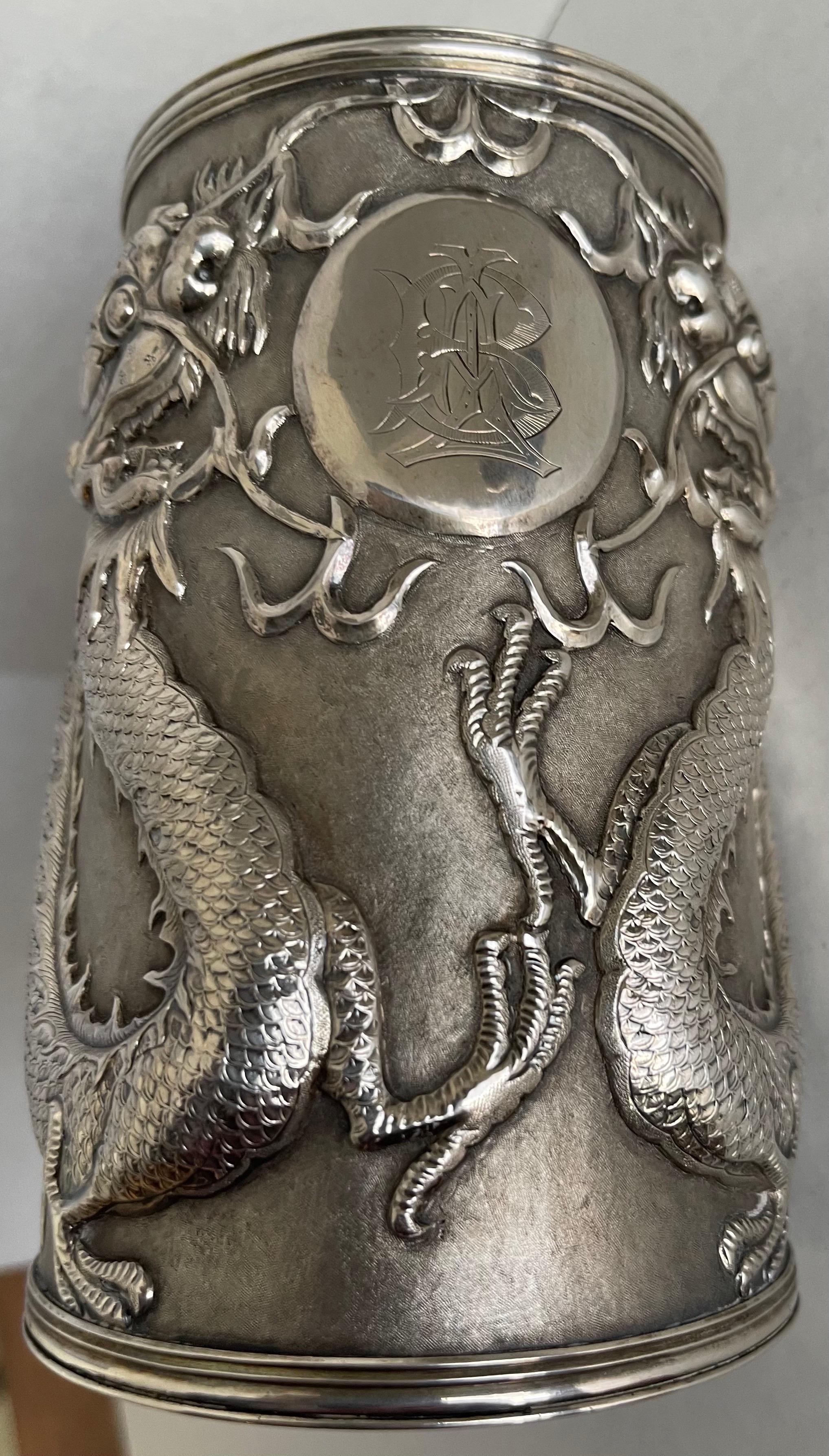 1840s Chinese Export Silver Dragon Tankard 6