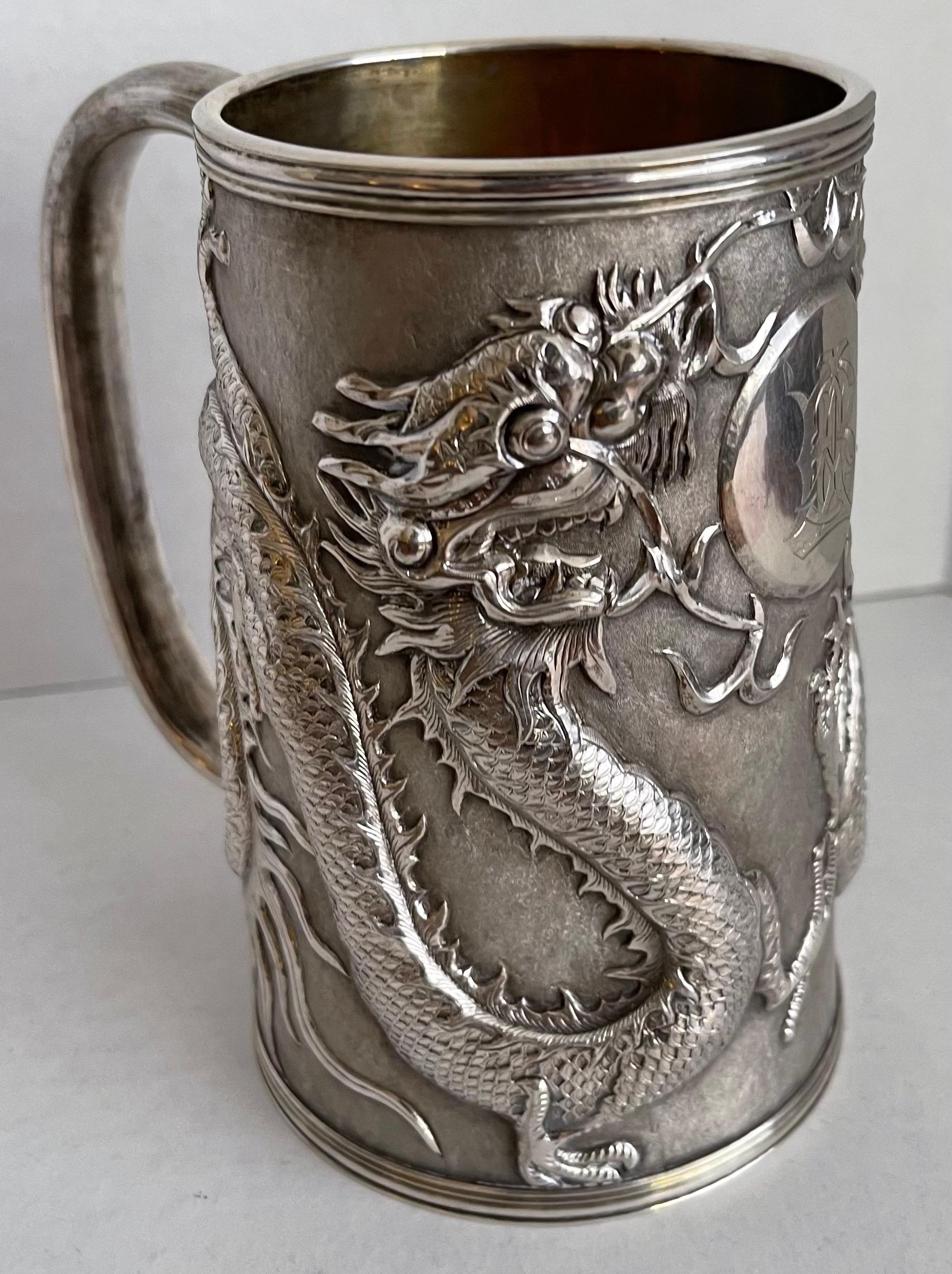 1840s Chinese Export Silver Dragon Tankard 1