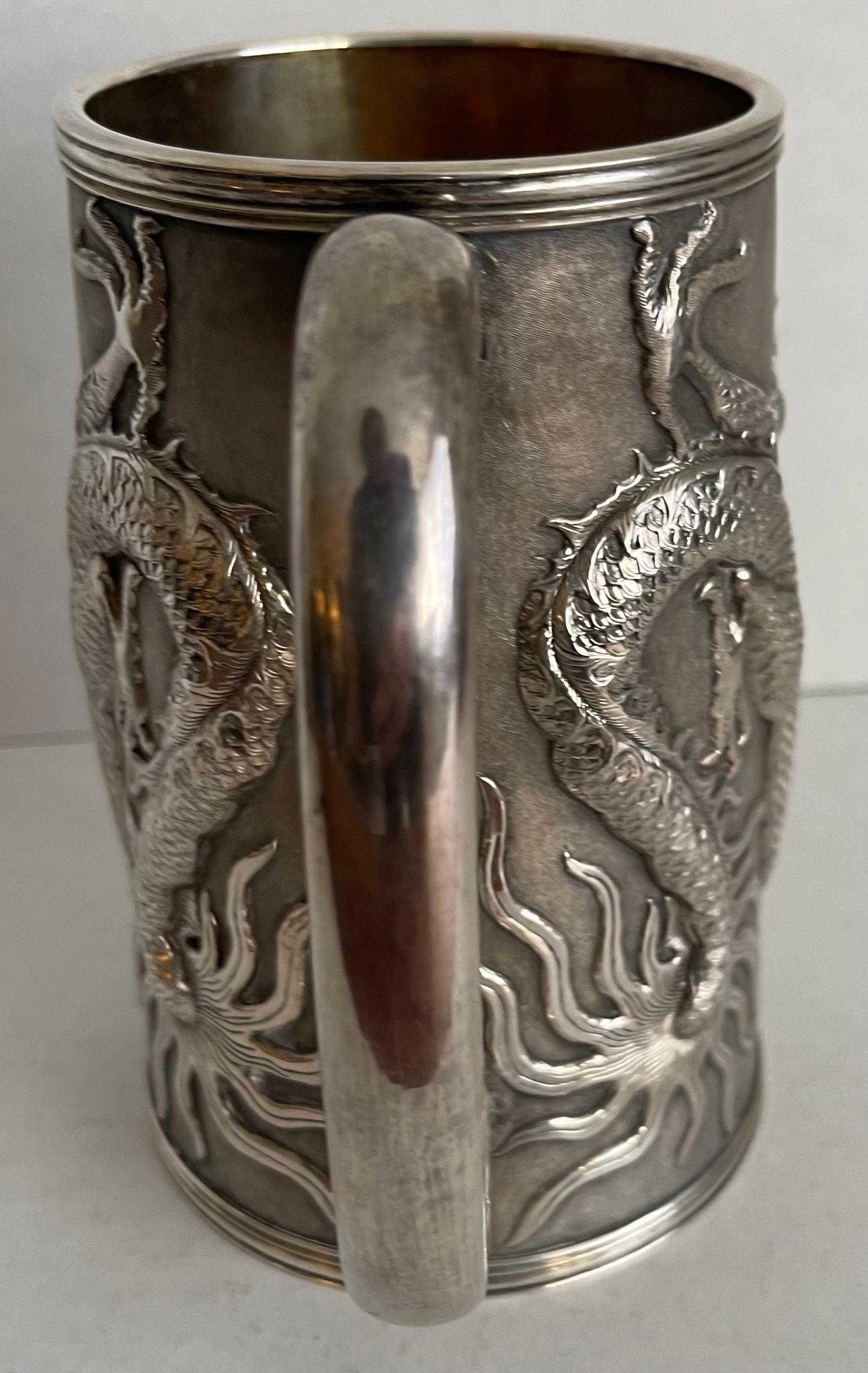 1840s Chinese Export Silver Dragon Tankard 2