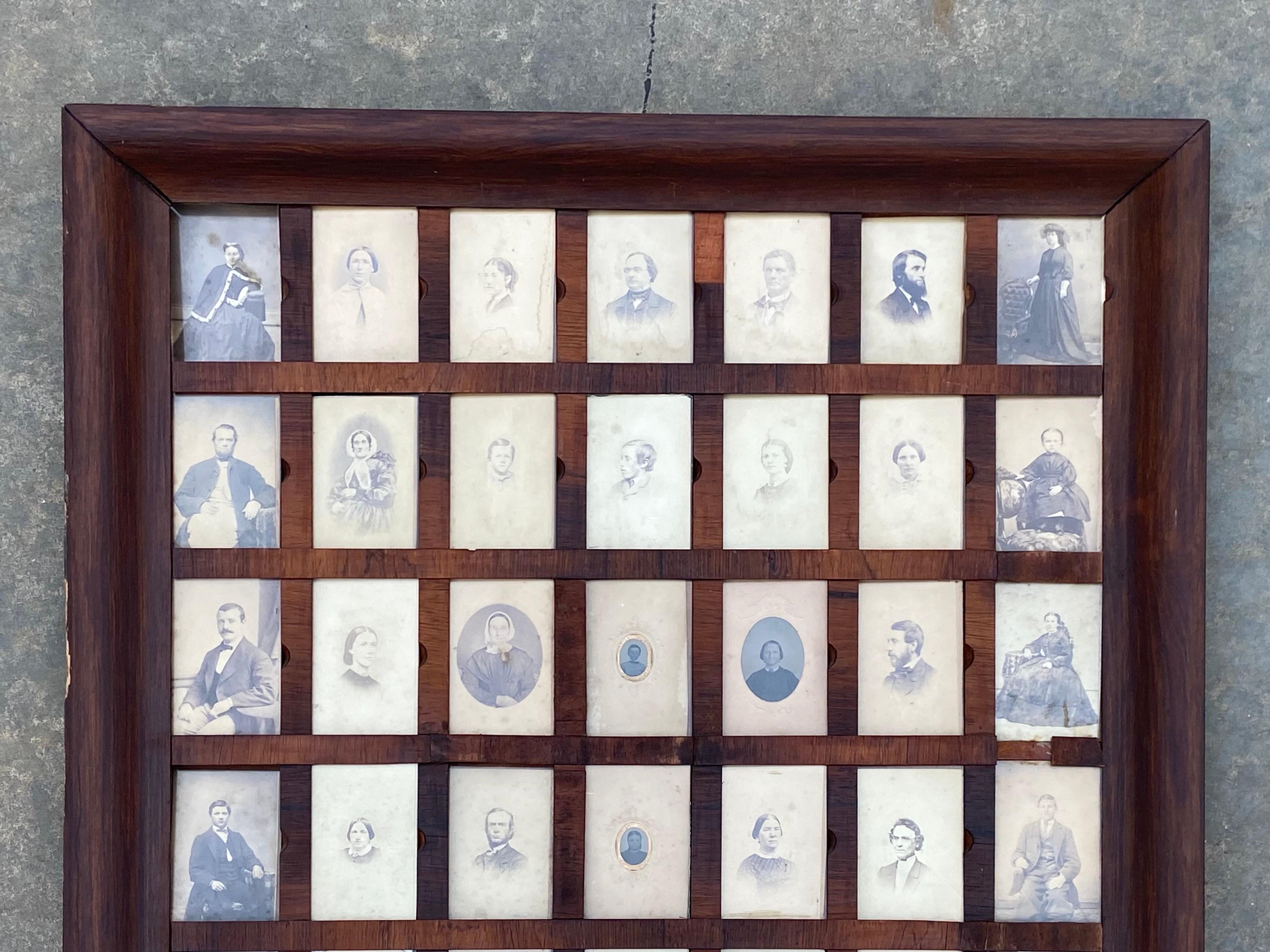 1840’s Collection 42 Photographs in Custom Spring Loaded Antique Picture Frame For Sale 3
