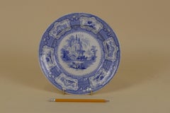 1840s English Blue and White Transfer Earthenware Arcadia Pattern Dinner Plate