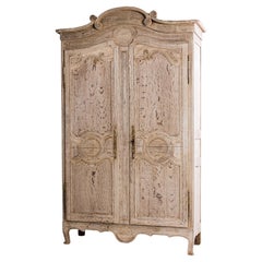 Antique 1840s French Bleached Oak Armoire