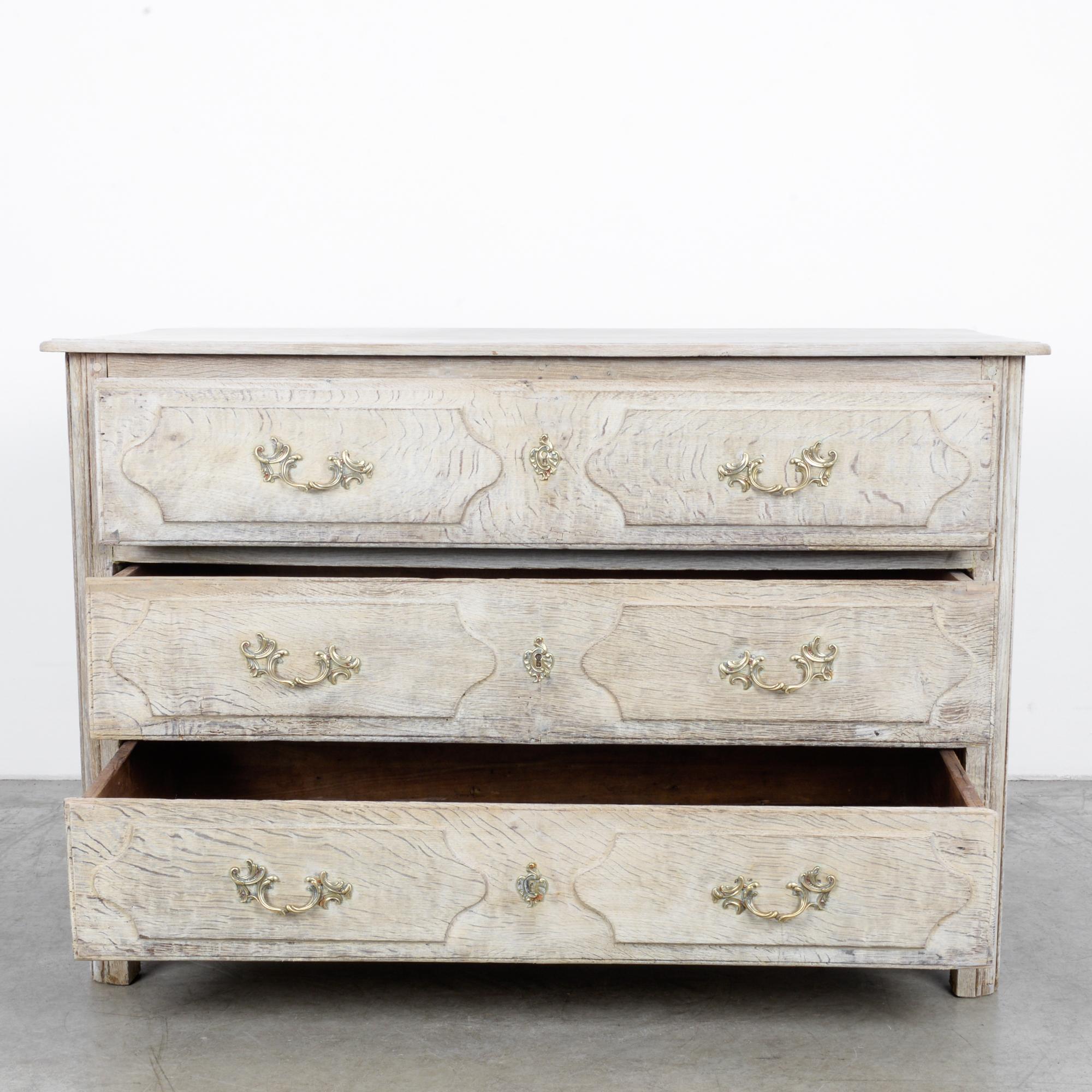 French Provincial 1840s French Bleached Oak Chest of Drawers