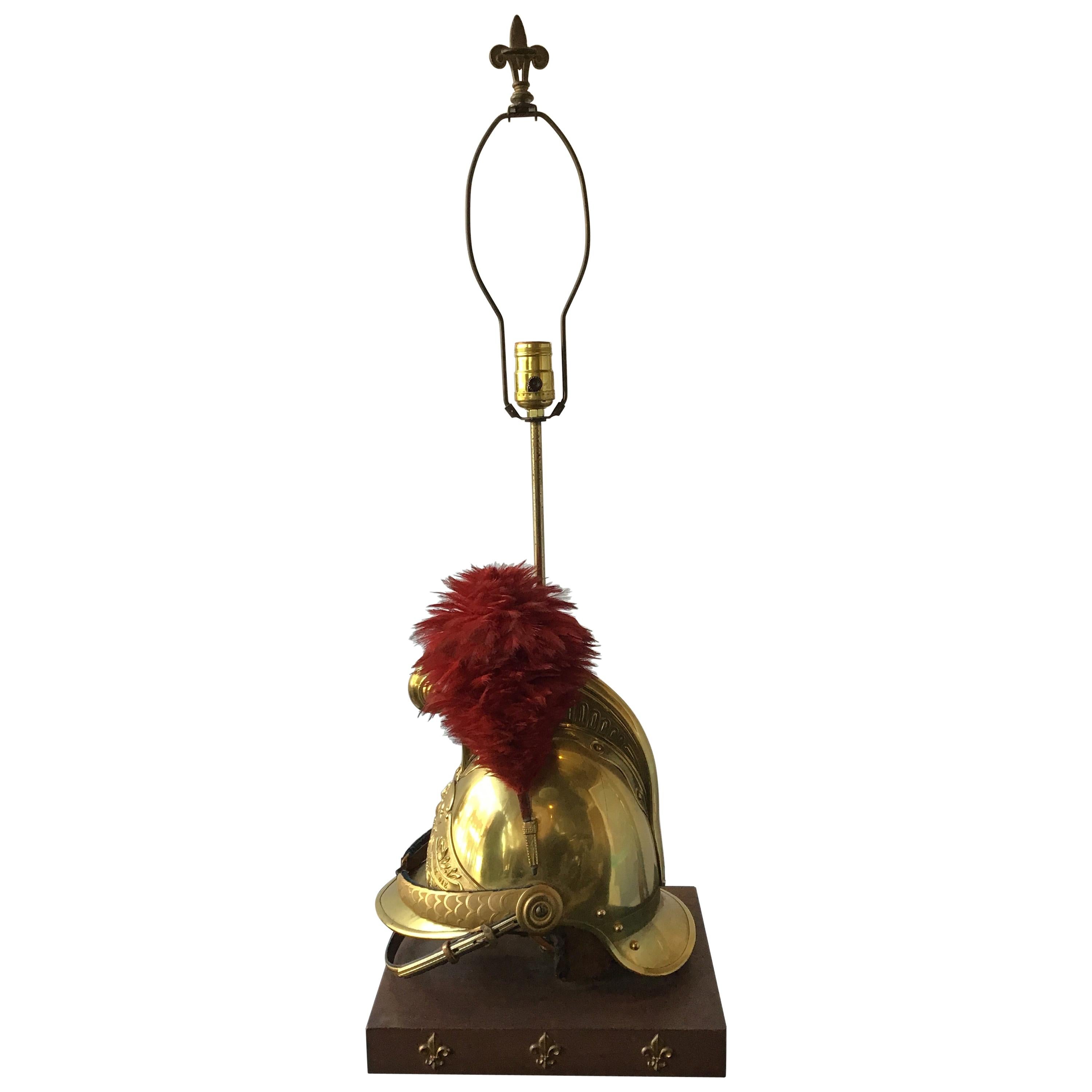 1840s French Fireman’s Helmet Lamp For Sale