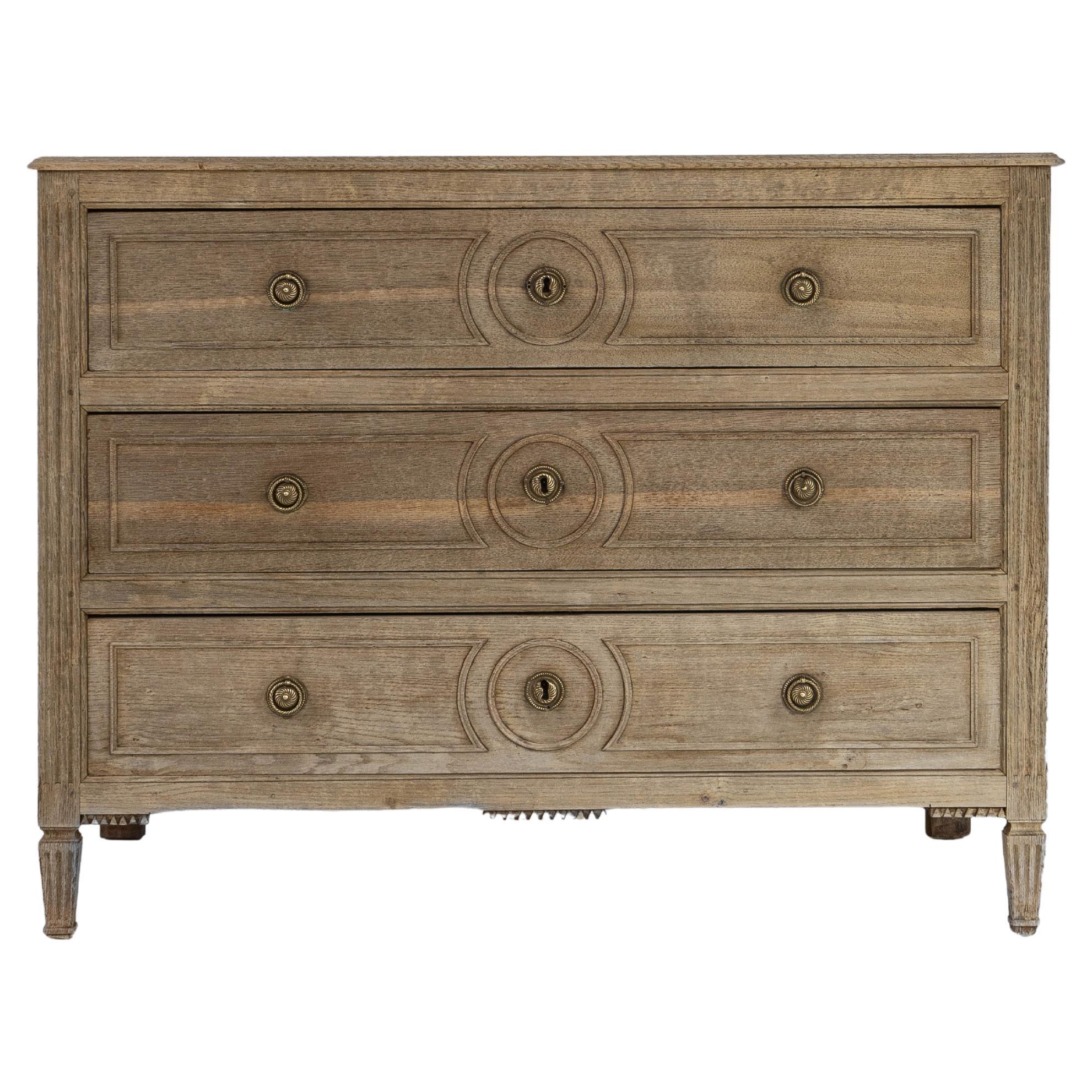 1840s French Oak Neoclassical Chest Of Drawers